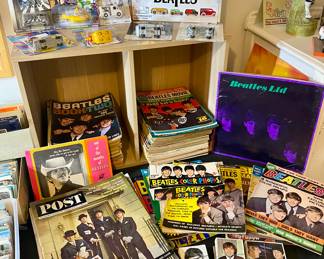 Beatles magazines from the 1960’s, collectible cards and toys