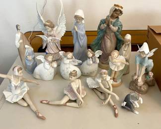 Lladro figurines, some with their boxes