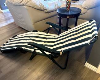 Vintage Striped Folding Aluminum Chaise Loungers