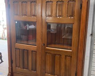 Early Pine Two Door Bookcase
