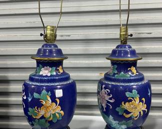 Large Cloisonne Enameled Lamps