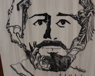 Joe Castillo framed print on marble $25
