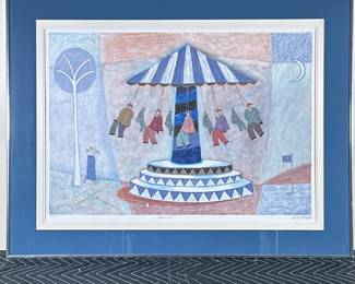 PAULA MCARDLE (b. 1971) LITHOGRAPH | Carousel II. Lithograph. 18 x 25 in. sight. Signed, titled, and numbered “184/450” on bottom. - h. 24.5 x w. 32 in (Frame)