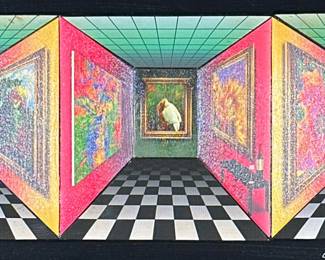 Dominic Pangborn (b. 1952) 3D Wall Art | Tropicana - Art in Motion. Oil on 3D structure. 9 x  21 x 3 in. Artwor. Signed lower right, labeled on verso. - h. 16 x w. 28 x d. 3 in (Frame)