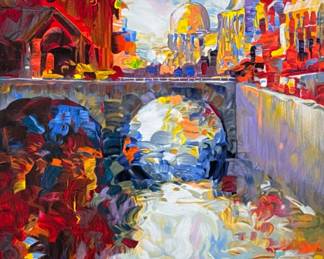 ALEX PEREZ (Israeli b.1946) SERIGRAPH | Venice Canal. Serigraph print. 23 x 19 in. sight. Signed & numbered “1/75” on bottom, labeled on verso. - h. 33.5 x w. 29.5 in (Frame)
