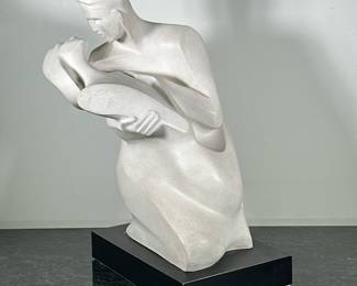 AUSTIN SCULPTURE CERAMIC SCULPTURE | A. Daniel Austin Sculpture ceramic sculpture of embracing couple - h. 20.5 x w. 14 x d. 12 in