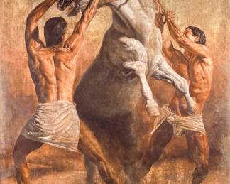 TOMASZ RUT (Polish b. 1961) GICLEE | Perfuro. Giclee on canvas. 32 x 28.5 in canvas. Signed lower right labeled on verso - h. 43 x w. 39 in (Frame)
