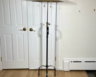 TELESCOPING BRASS FLOOR LAMP | Brass floor lamp with telescoping center; 44in lowest. - h. 64 x dia. 23 in