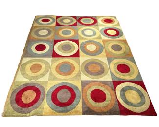 COLORFUL PATTERNED RUG | Colorful circular patterned area rug. - w. 102 x l. 133 in

