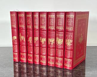 (8pc) LAURA INGALLS WILDER COLLECTORS EDITION BOOKS | 1995 Easton Press Collectors Edition set of Laura Ingalls Wilder novels including:The First Four Years
These Happy Golden Years
Little House on The Prairie
Little Town on The Prairie
The Long Winter
By The Shores of Silver Lake
On The Banks of Plum Creek
Little House in The Big Woods. - h. 8.25 x w. 5.75 in