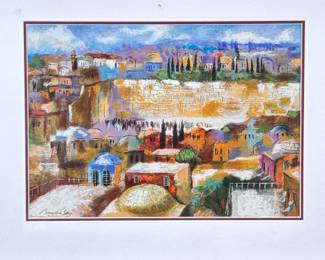 SLAVA BRODINSKY (Russian b. 1955) SERIGRAPH | City of Faith. Serigraph . 12 x 17 in. Sight. Signed lower left, numbered “AP 11/45” and labeled on verso. - h. 22.75 x w. 27.75 in (Frame)