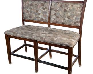 WOODEN BENCH | Wooden 2 cushion bench; seat height 24 in. - h. 44 x w. 46 x d. 19 in

