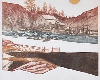 MARTIN TOBIAS (b. 1932), ARTISTS PROOF | Barn at Seven Oaks. Artist Proof. 25 x 19 in. Sight. Signed, titled, and marked “AP” on bottom. - h. 32 x w. 26 in (Frame)