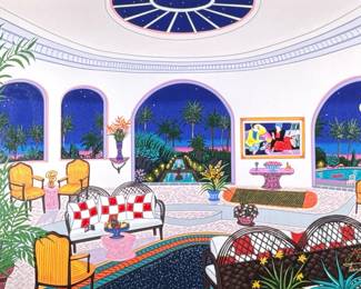 FRANCOIS "FRANCH" LEDAN (b. 1949) GICLEE | Tropical Nights. Embellished Giclee on canvas. 30 x 39.5 in. canvas. Signed lower right, numbered “15/50” on verso -  h. 39 x w. 48.5 in (Frame)
