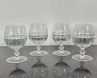 (4pc) CUT GLASS BRANDY SNIFTER | Four cut glass brandy snifters. - h. 5.5 x dia. 3.5 in

