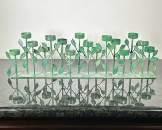 TEA LIGHT CANDLEHOLDER | Plant form tea light candleholder with 15 stalks. -  h. 7 x w. 24 x d. 3 in

