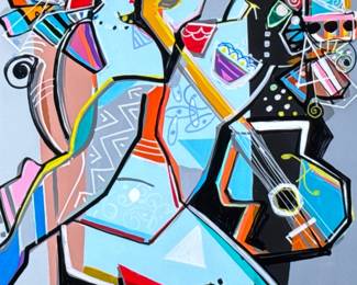 LIDDED ASIAN VASE | Yellow & blue lidded vase. - h. 16 x dia. 10 in

