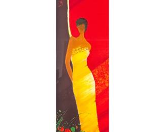 Auguste-Emile Bellet (French, 1856-1912) Lithograph | Attente. Lithograph. 28.5 x 10 in. Sight. Signed & numbered "111/450" on bottom, labeled on verso - h. 38 x w. 20 in (Frame)
