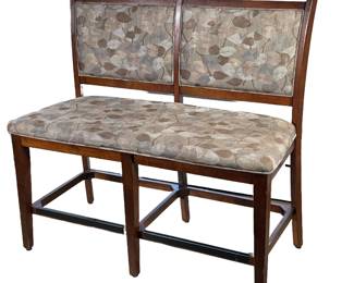 WOODEN 2-CUSHION BENCH | Tall wooden 2 cushion bench; seat height 24in. - h. 44 x w. 46 x d. 19 in
