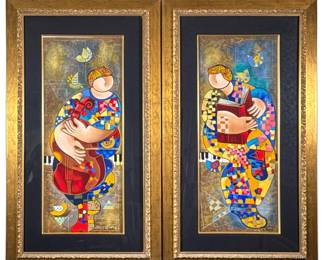 ISAAC MAIMON (French/Israeli b. 1951) | Fewest in Love. Lacquer on Metal frame. 30 x 23.5 in. metal frame.  Signed lower left, labeled on verso. - h. 35 x w. 29 in (Frame)