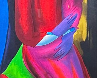 LINDA LE KINFF (French b. 1949) SERIGRAPH | Clothilde et son Chapeau. Serigraph on paper. 44 x 17 in. sight. Signed and numbered “272/450” on bottom, labeled on verso. - h. 55.5 x w. 28.5 in (Frame)