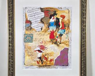 ALEXANDER (1959-2006) & WISSOTSKY (1959-2008) SERIGRAPH | Send My Love. Embellished serigraph. 21 x 16 in. Sight. Signed & numbered “EA 44/50” and labeled on verso. - h. 31 x w. 26.5 in (Frame)
