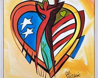 Alfred Gockel (German, b. 1952) GICLEE | Love American Style. Giclee on canvas. 16 x 16 in. Canvas 
Signed & numbered "EA 1/45" on bottom, labeled on verso. - h. 25 x w. 25 in (Frame)
