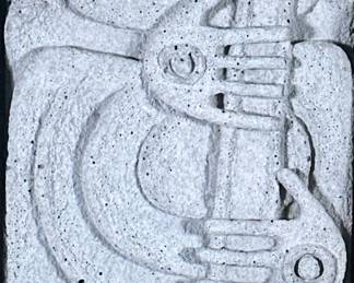 RALPH PRATA (American b.1957) FRAMED SCULPTURE | The Musicians. Concrete, African Wonderstone, Alabaster, Wood and Metal. 9.5 x 6.5 in. sight. Signed & numbered "65/150", titled and labeled on verso. - h. 18 x w. 14 in (Frame)