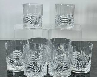 (8pc) CUT GLASS ROCKS GLASSES | Lot of 8 cut glass rocks glasses. - h. 3.75 x dia. 3 in
