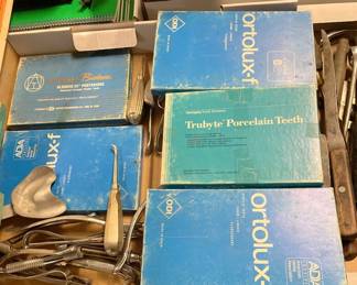 Vintage Dental Tools, Porcelain Teeth
