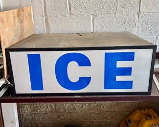 The top of a vintage ice machine 
