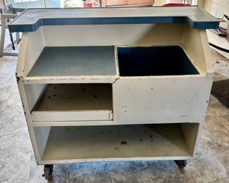 Back of fiberglass wheeled wet bar