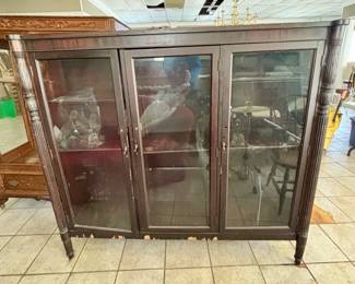 Large 3 door glass panel display/trophy/ curio cabinet 