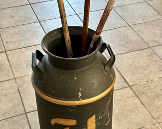 Antique Hadad’s milk canister cane stand 