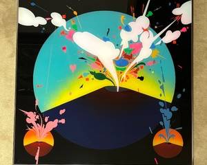 "Alba Patera" Lacquer Back Sprayed on Plexiglass Art by Richard T. Brewer 

Measures 36 x 36 inches. 
