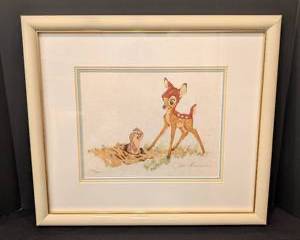 Limited Edition Ollie Johnston Bambi and Gopher Lithograph.

Numbered 274 and includes the documents.

The frame measures 18” x 20.5”.