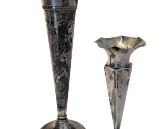 Two Vintage Sterling Silver Flower Vases 

Measuring 7" and 10" tall 