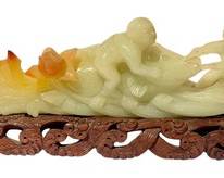 Antique Carved Jade Figurine 

Featuring two boys with a fish 

Measures 9.5" long x 4"h 