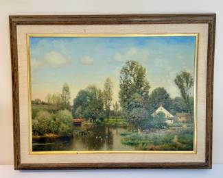 Original Framed Art by Henry Pember Smith 

Features a charming country scene 

Measures 34.5" x 26" 