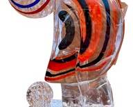 Large Robert Wilson Art Glass Sculpture with Lighted Stand.

This piece is damaged and being held together by shipping tape. Please see photos for additional details.

The sculpture measures 13” x 6” and 24” high. The stand measures 38” high and 18” in diameter.