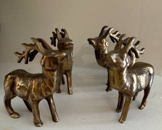 Leonard solid brass vintage deer figurines