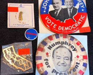 Political Pinbacks Nixon, Johnson, Humphrey