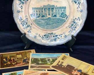Vintage Post Cards Buffalo Pottery, White House Plate