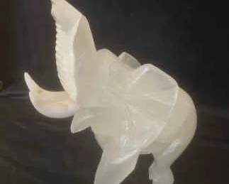 Vintage White Onyx Marble Elephant Figurine