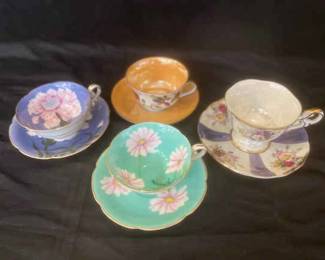 Sanji, Noritake, Royal Halsey Tea Cups Saucers 