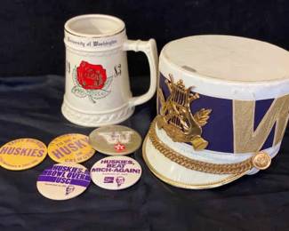 Vintage Marching Band Hat, University Of Washington Buttons  Mug