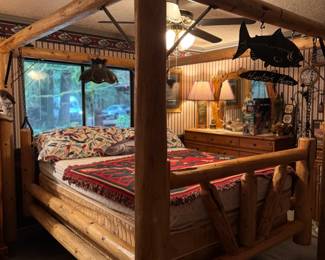 Unique Log Bed with suspended swing mattress