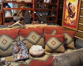 Custom Leather and Blanket style couch and loveseat