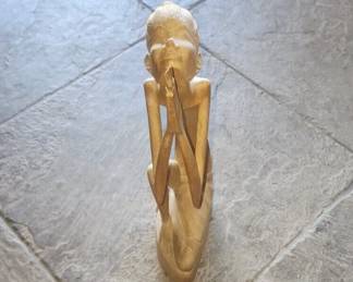 brw9012 Vtg Art Deco Pita Maha Wooden Sculpture Balinese Person Praying
