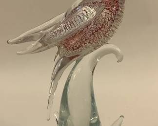 Authentic Murano Glass Cockatoo Figurine HandBlown Italian Art Glass